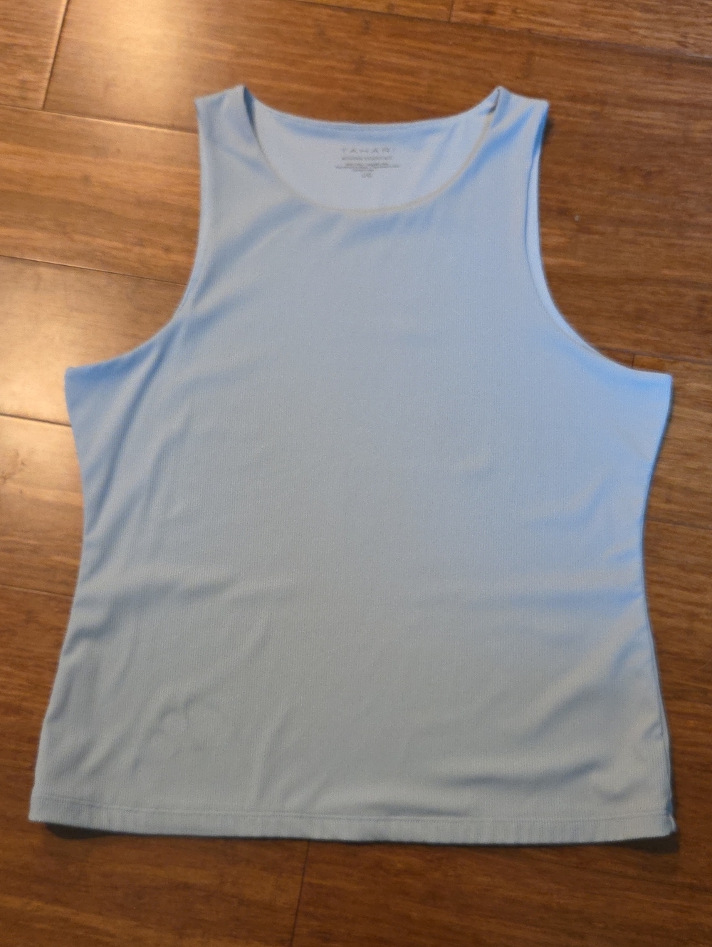 Tahari Modern Essentials Ribbed Lined Tank Top Light Blue L EUC